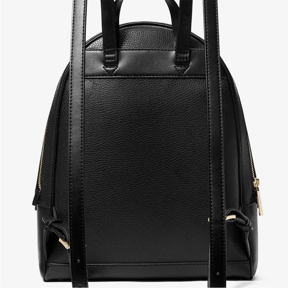 Michael Kors Rhea Medium Pebbled Leather Backpack Black - Picture 6 of 8